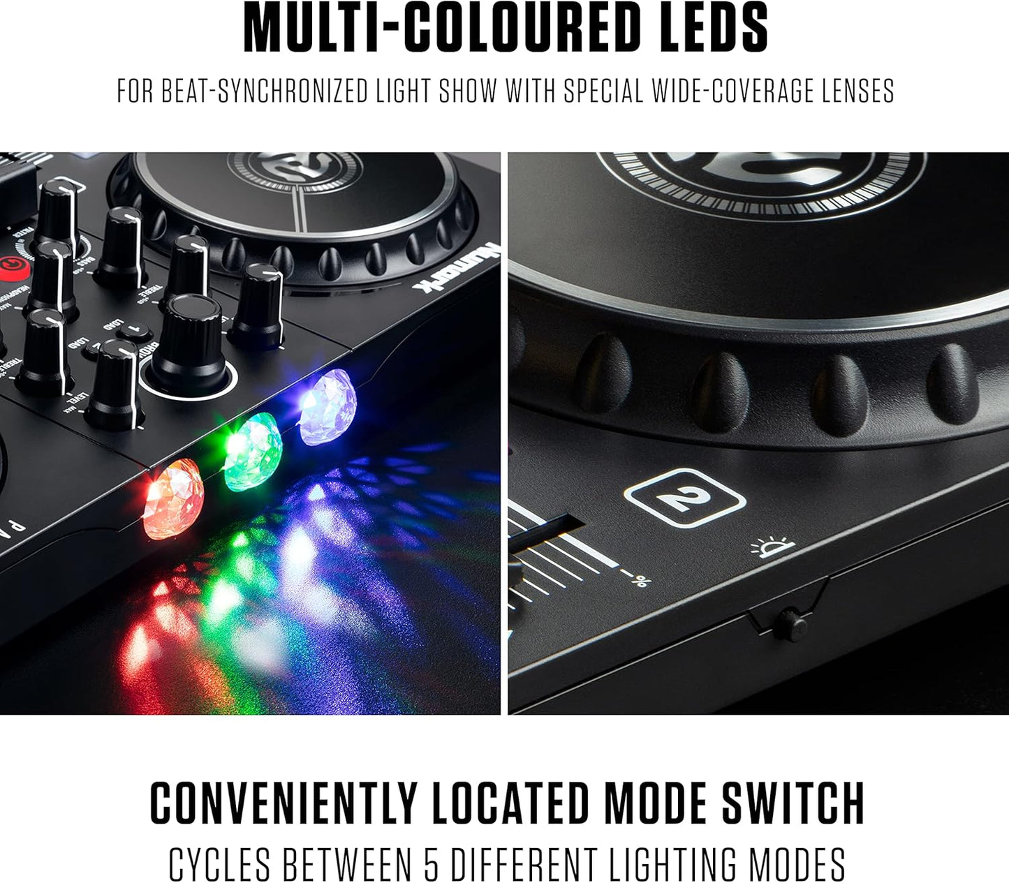 Party Mix DJ Controller with Lights, 2 Decks, Mixer, Audio Interface and (Serato Lite)