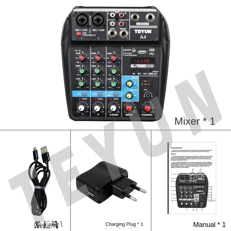8 6 4 Channel DJ Sound Mixing Table 24 DSP Effect Audio Mixer Bluetooth PC USB Play Recording 48V Contoller Mixing Console