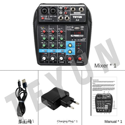8 6 4 Channel DJ Sound Mixing Table 24 DSP Effect Audio Mixer Bluetooth PC USB Play Recording 48V Contoller Mixing Console