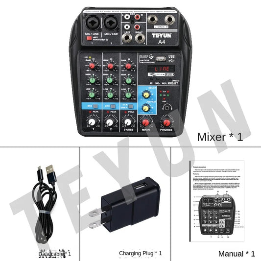 8 6 4 Channel DJ Sound Mixing Table 24 DSP Effect Audio Mixer Bluetooth PC USB Play Recording 48V Contoller Mixing Console
